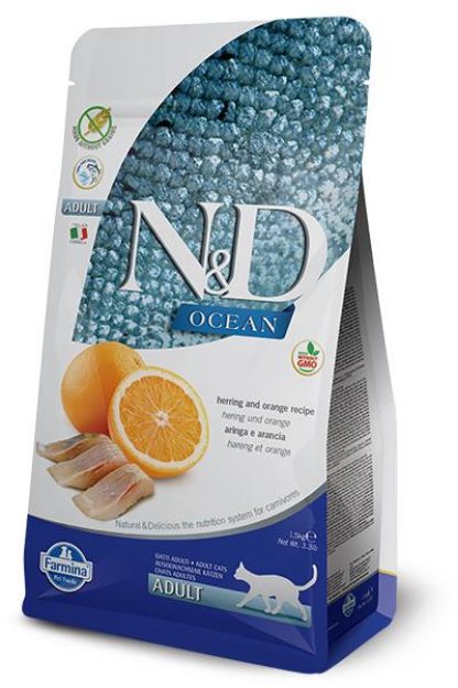 Picture of N&D Ocean Tahılsız Ringa Balığı ve Portakallı Yetişkin Kedi Maması 1,5 Kg